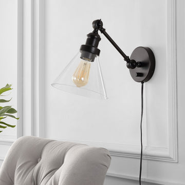 Cowie 8" Iron/Glass Adjustable LED Wall Sconce - JONATHAN Y